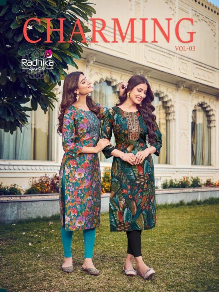 Radhika Charming Vol 3 Chanderi Mirror Embroidered Kurti