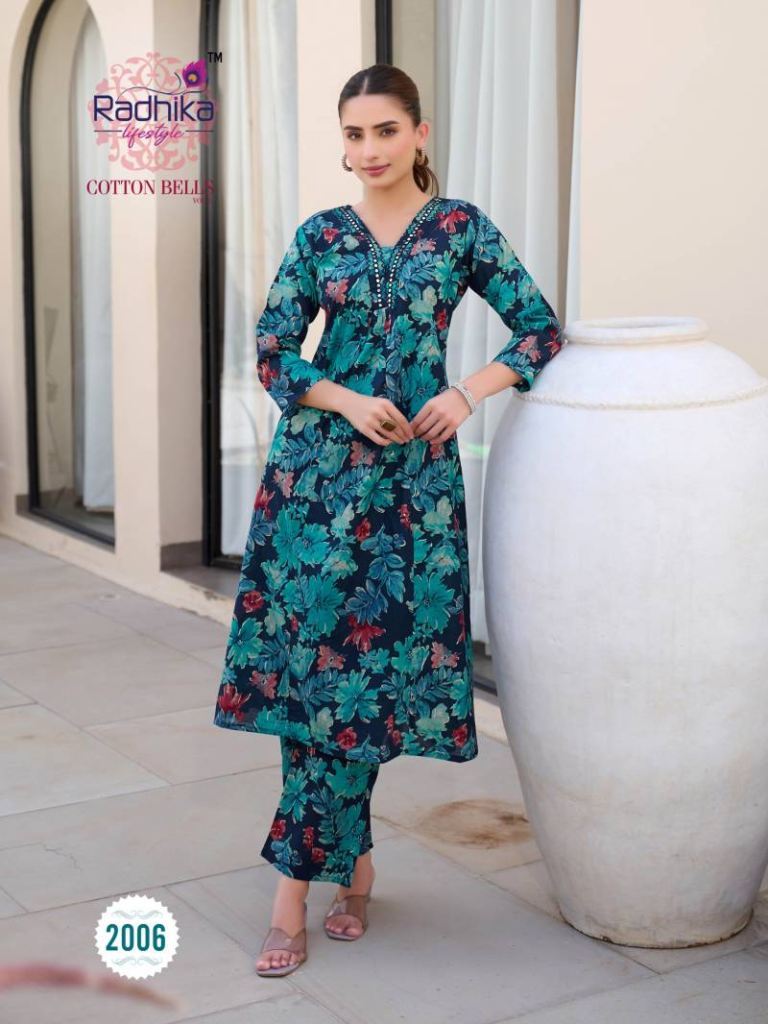 Radhika Cotton Bells Vol 2 Printed Kurti With Bottom