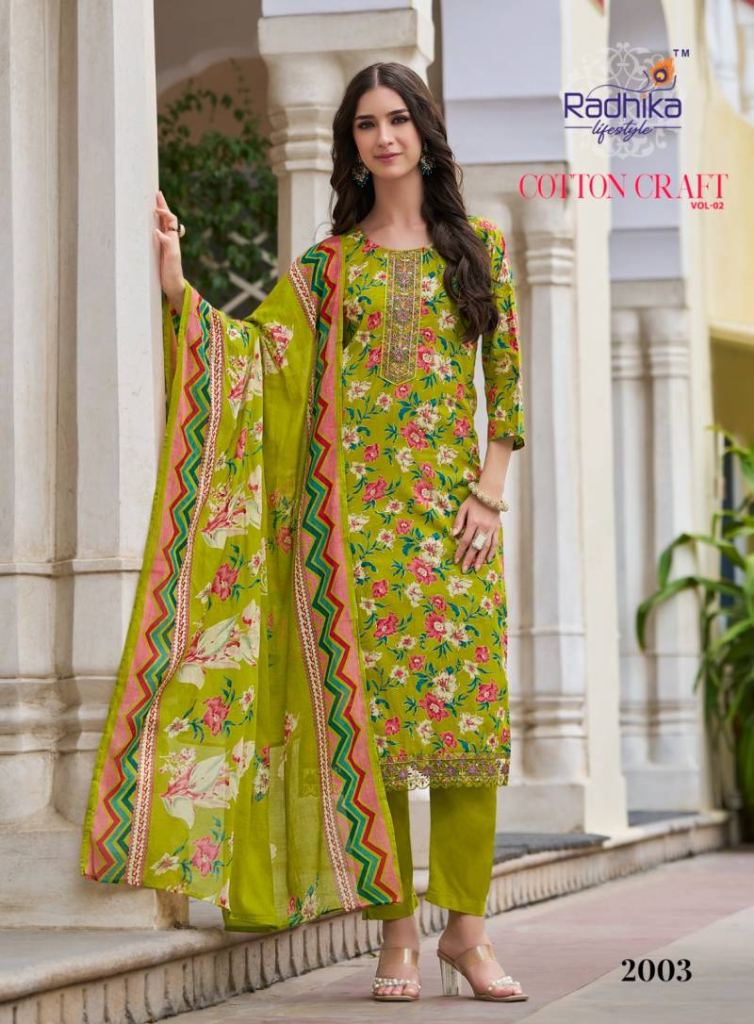 Radhika Cotton Craft Vol 2 Printed Kurti Pant With Dupatta