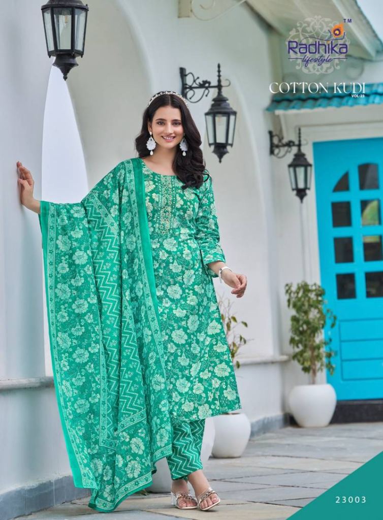 Radhika Cotton Kudi Vol 23 Kurti Pant With Dupatta