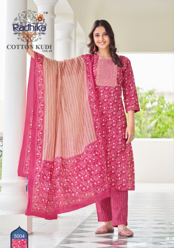 Radhika Cotton Kudi Vol 5 Festive Designer Kurti With Bottom Dupatta Collection