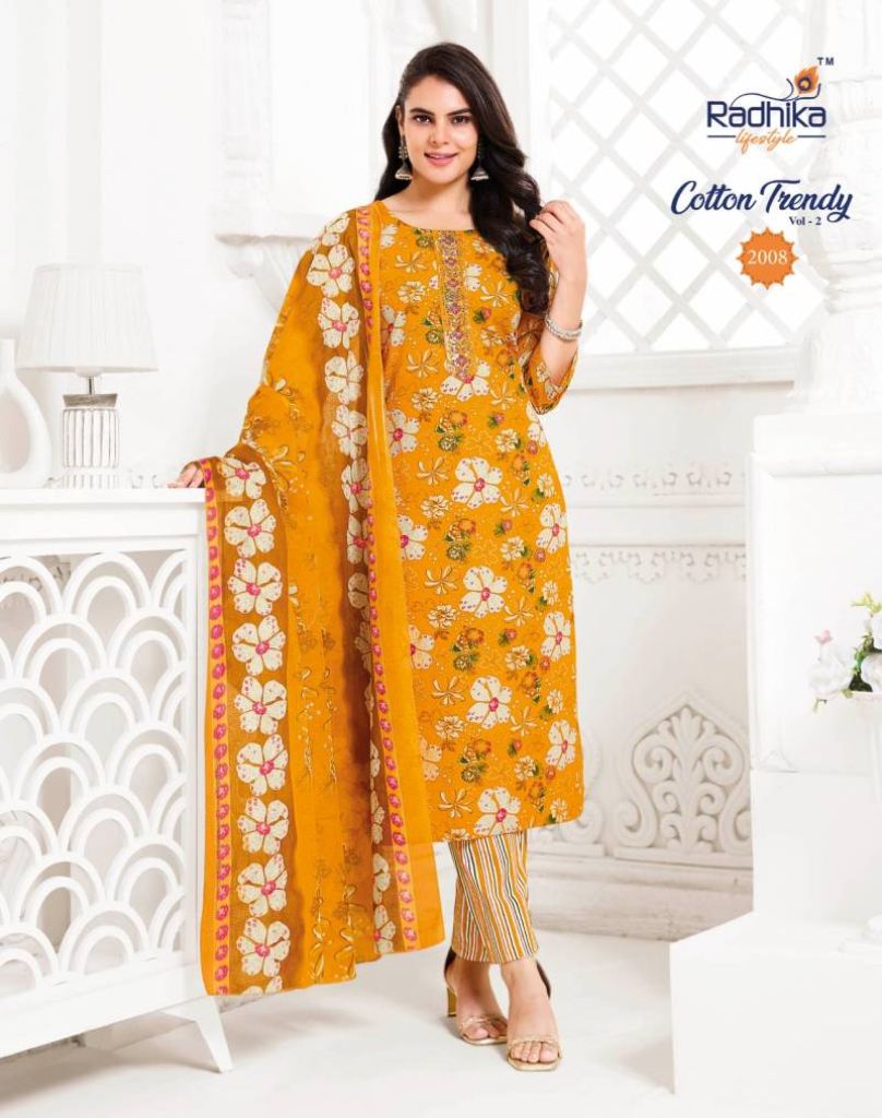 Radhika Cotton Trendy Vol 2 Kurti Pant With Dupatta