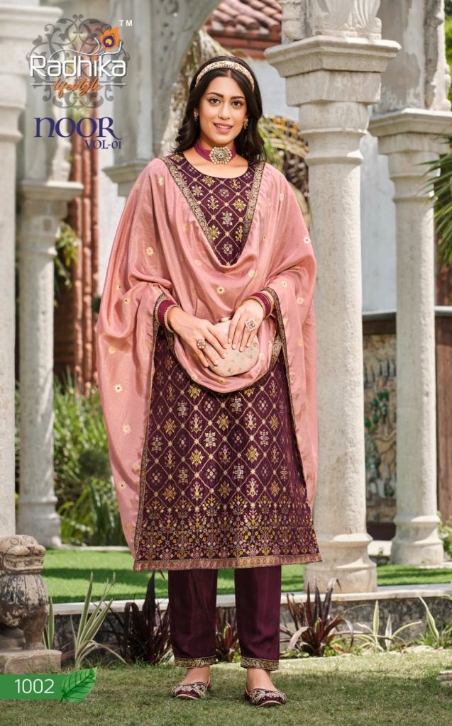 Radhika Noor Vol 1 Exclusive Party Wear Dola Silk Kurti With Bottom Dupatta Collection