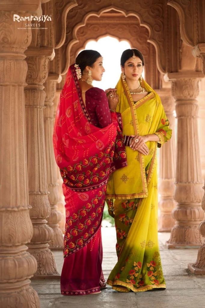 Ramrasiya Mor Chhadi Chiffon Silk Weaving Sarees