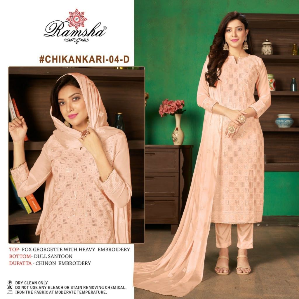 Ramsha Chikankari 04 B Georgette Stylish Designer Party Wear Salwar Ka