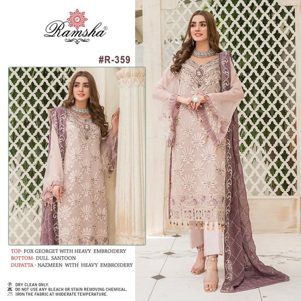 Ramsha R 359 To R 362 Fancy Georgette Embroidery Pakistani Salwar ...