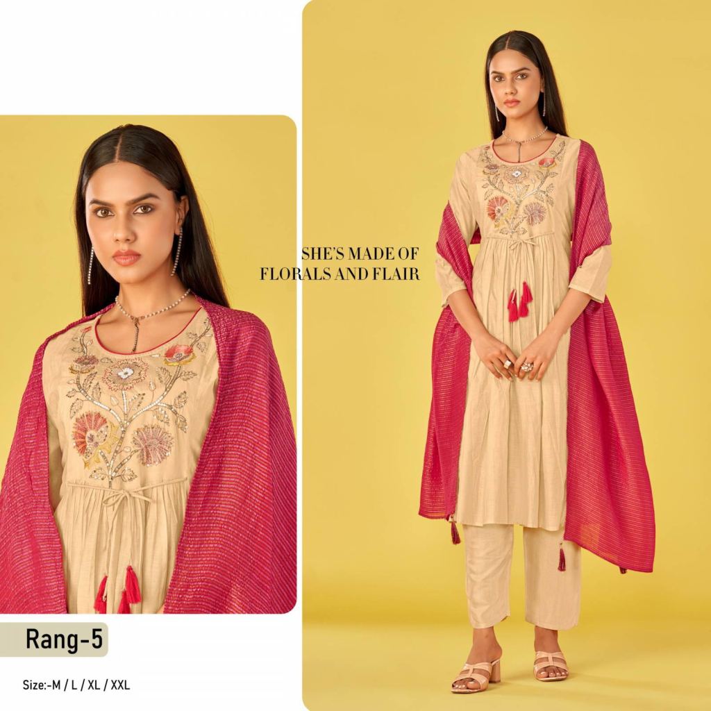 Rang Vol 5 rich Look Kurti Pant And Dupatta