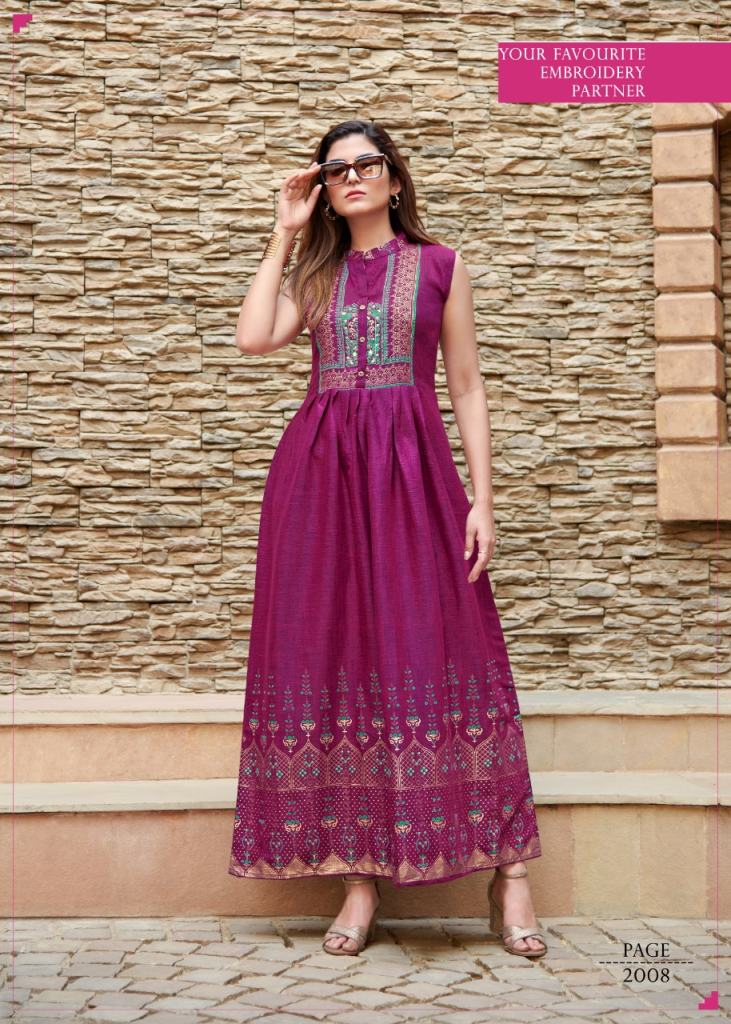 Rangjyot Charvi  vol 2  Rayon Two Tone With Foil Print  Long Anarkali Kurti Collection