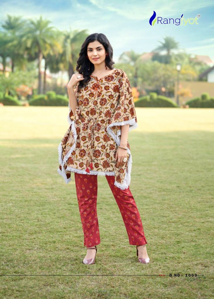 Rangjyot Eliza Heavy Cotton Kaftan Style Kurti With Bottom Catalog