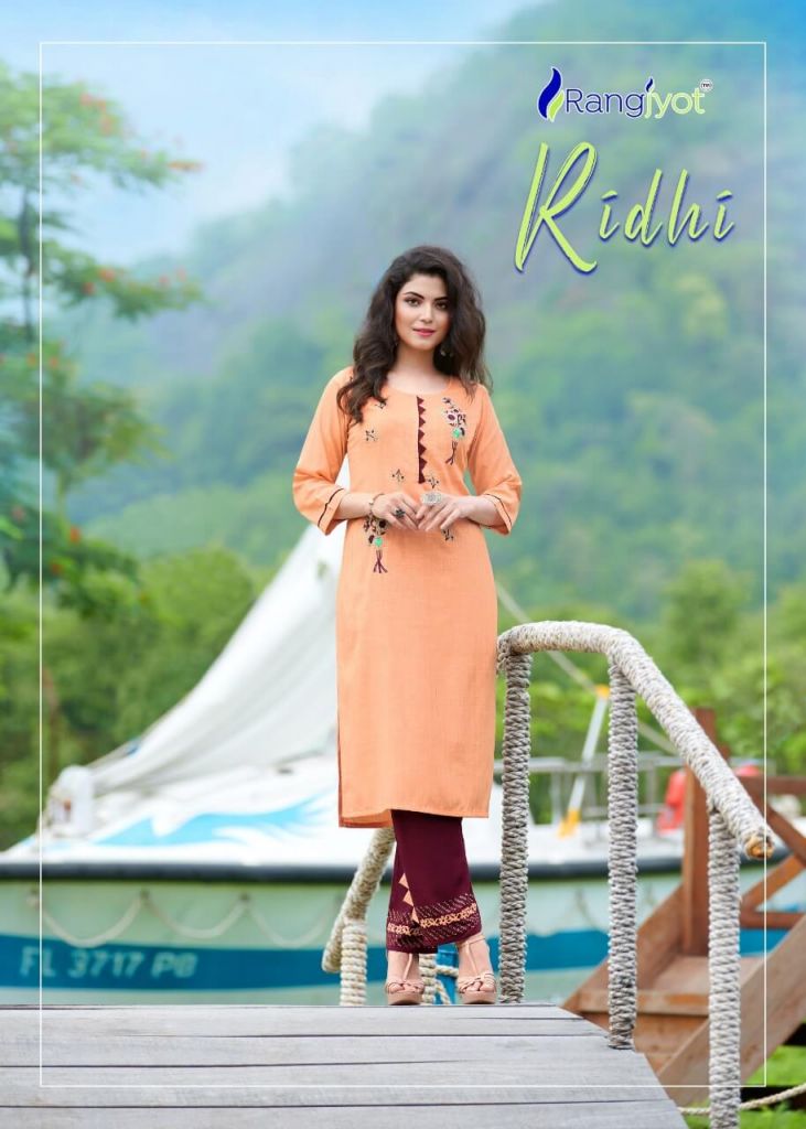 Rangjyot Riddhi Rayon Stylist Kurti With Bottom