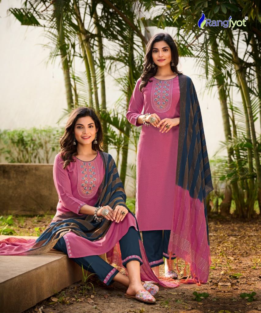 Rangjyot Veena vol  1 Designer Kurti Pant With Dupatta Collection