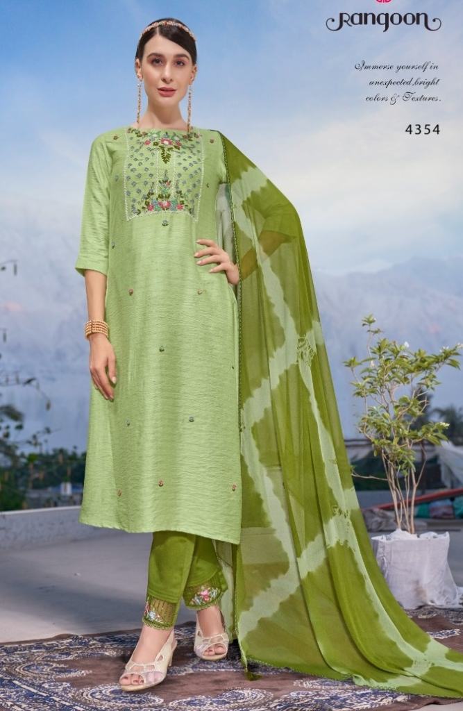 Rangoon Atrang Party Wear Viscose Hand Work Kurti With Bottom Dupatta