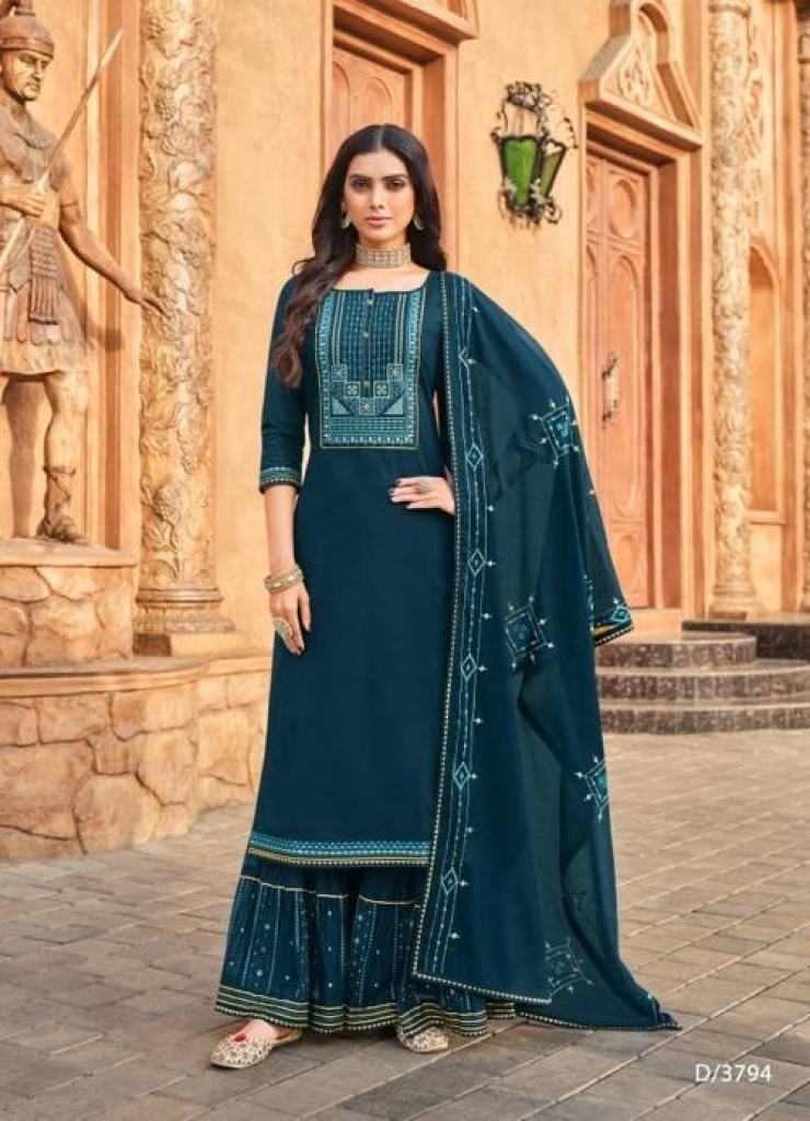 Rangoon Ghoomar Dark Cotton  Sequence work  Sharara Readymade  kurti