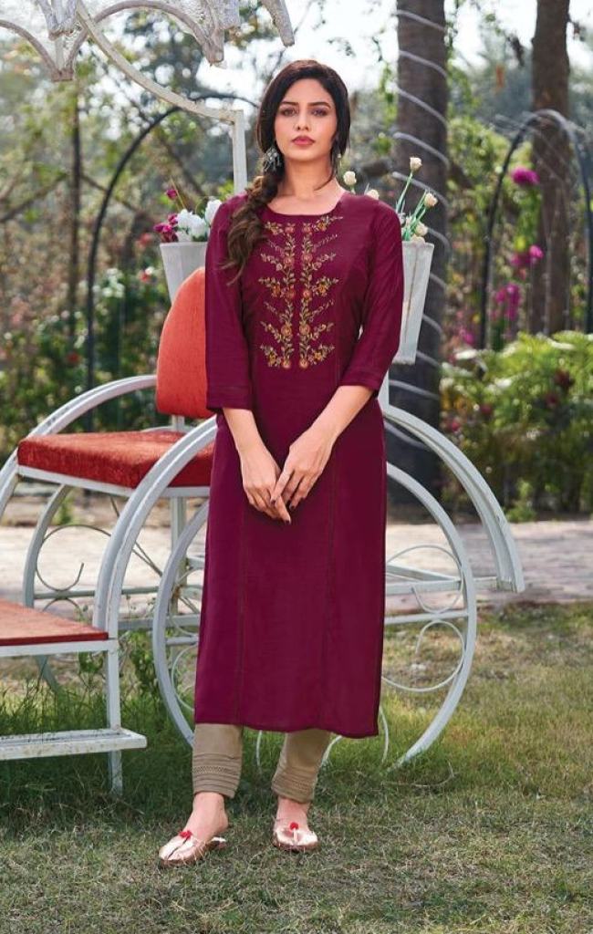 Rangoon Heer Catalog Party Wear Muslin Embroidery Work Kurtis 