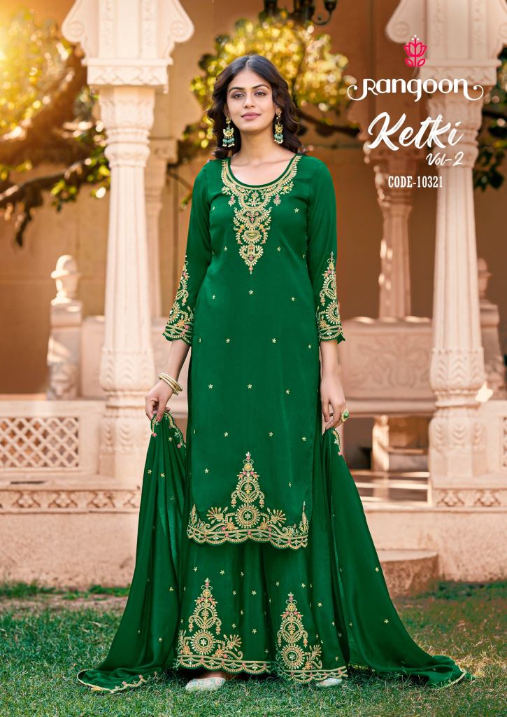 Rangoon Ketki Vol 2 Mirror Work Top Bottom And Dupatta