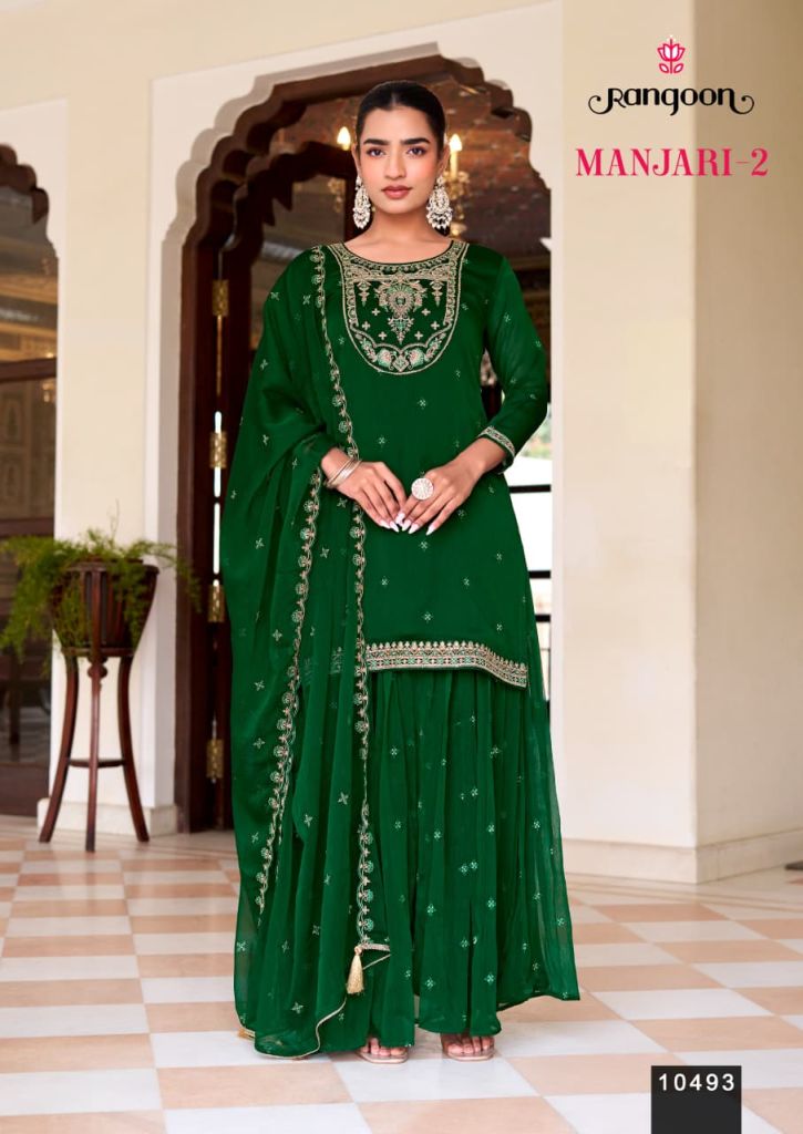 Rangoon Manjari Vol 02 Worked Kurti Plazzo And Dupatta