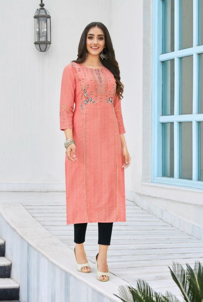  Rangoon Miracal  Nylon Viscose Sequence Exclusive Trending Wear Kurtis Collection