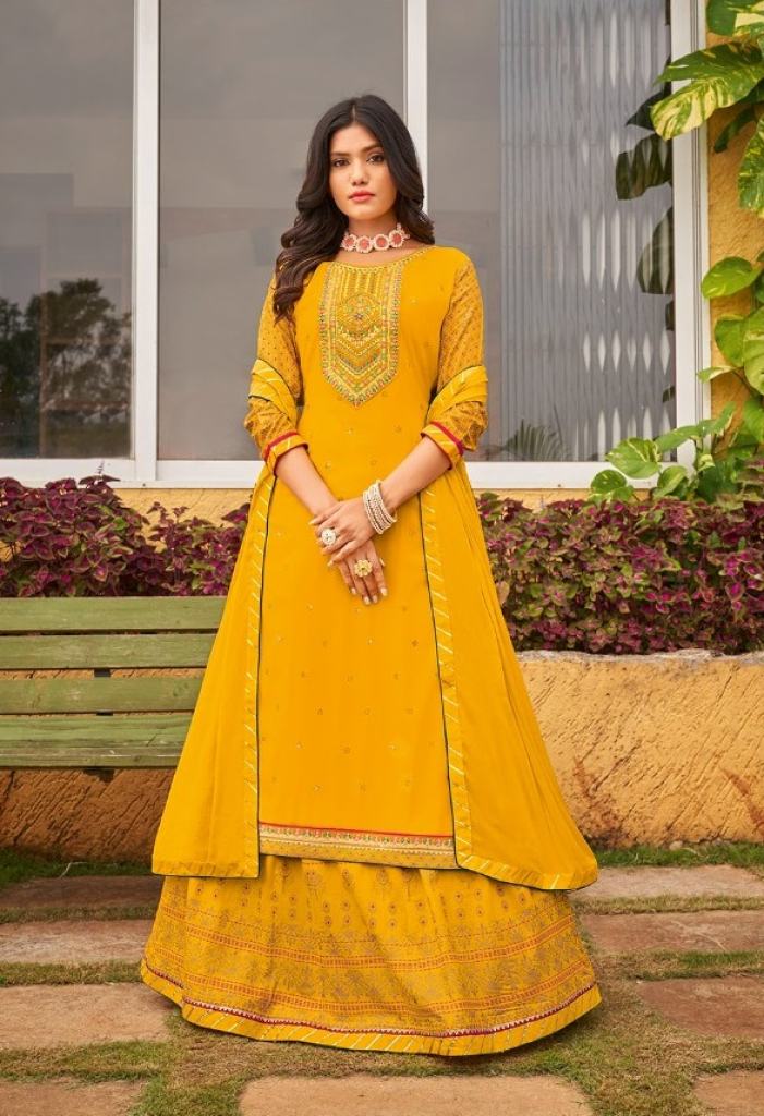 Rangoon Nirja Designer Ethnic Wear Rayon Dress Materials Catalog