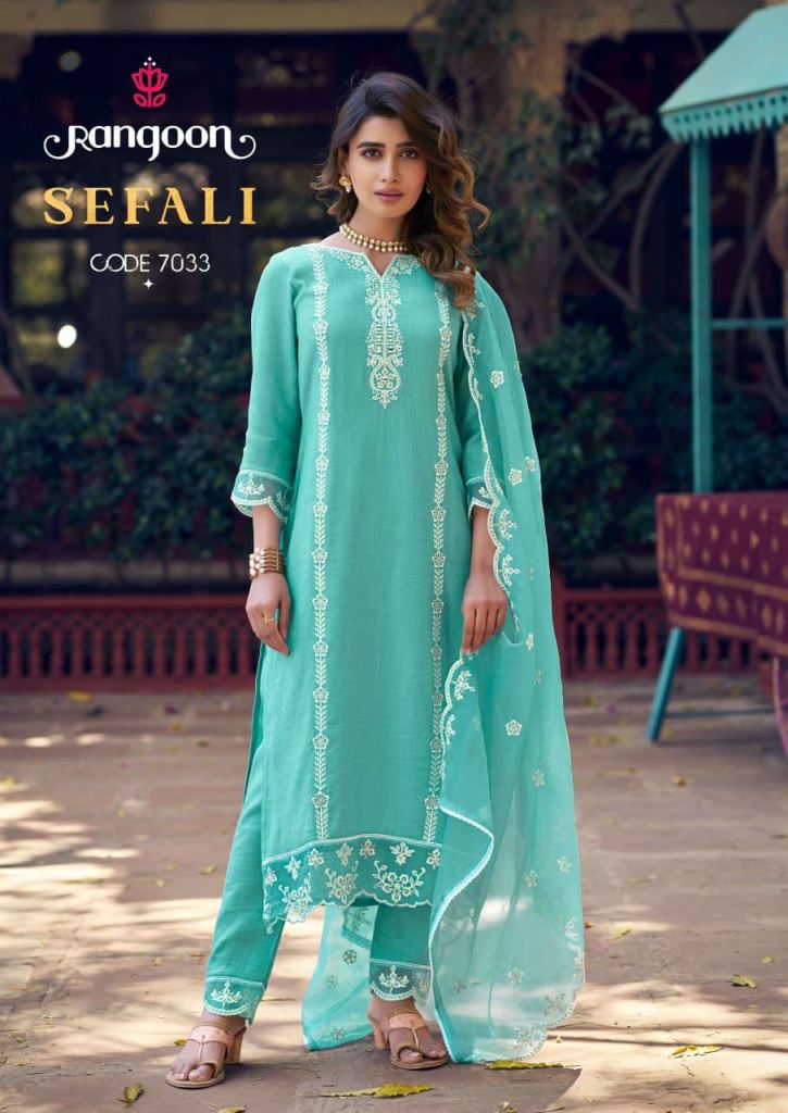 Rangoon Sefali  Worked Kurti With Bottom Dupatta