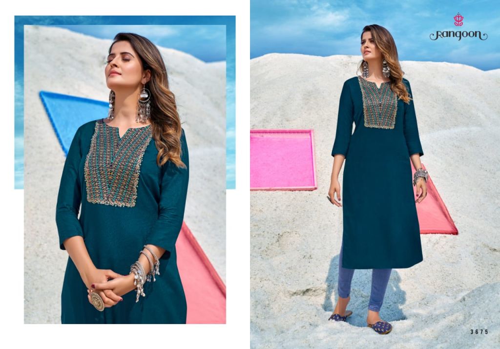 Plain Cotton Silk Side Slit Long Kurta in Royal Blue : TJW603