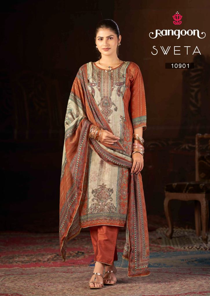 Rangoon Sweta Digital Print Kurti With Bottom Dupatta