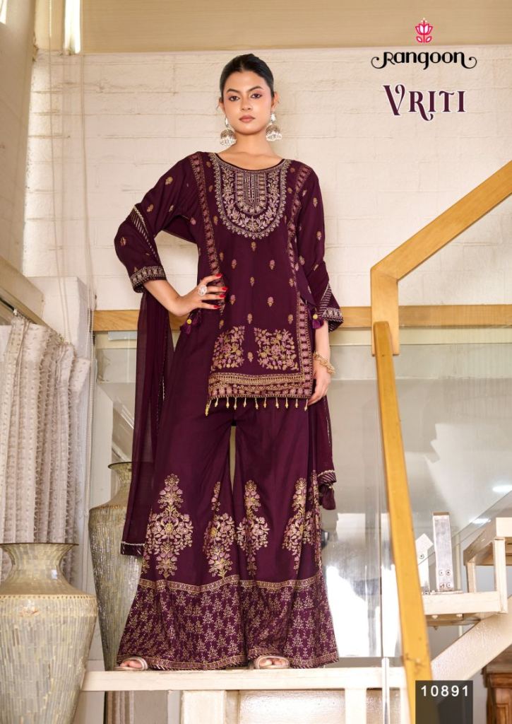Rangoon Vriti Printed Khatli Handworked Salwar Kameez