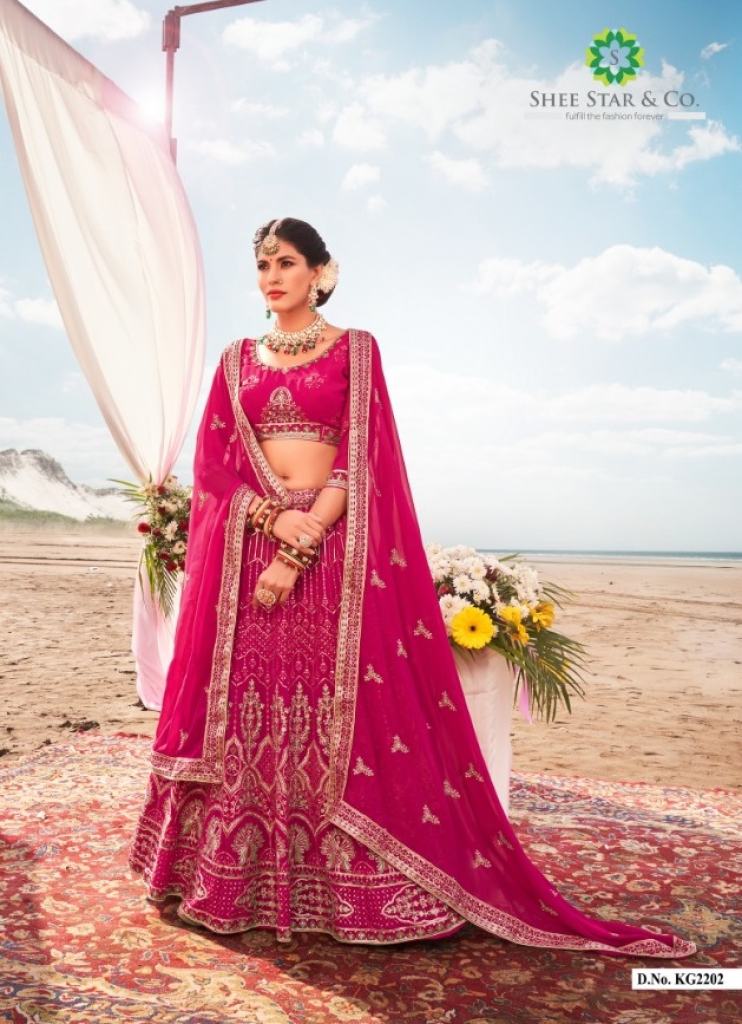 Rani Pink Multi Worked Georgette Bridal Lehenga Choli