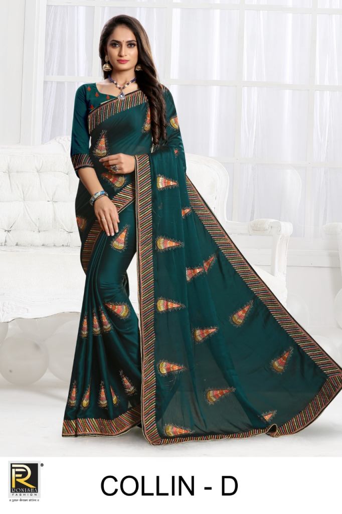 Ronisha Collin Festive Wear Embroidery Saree Catalog 