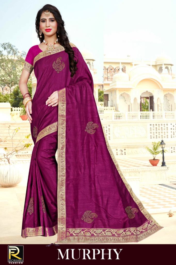 Ronisha Murphy fancy border siroski butta latest saree collection 