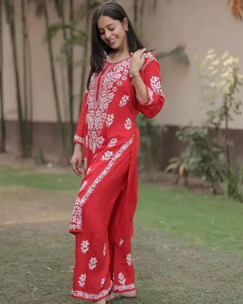 Rasili Nx Naz Rayon Chikankari Embroidered Kurti