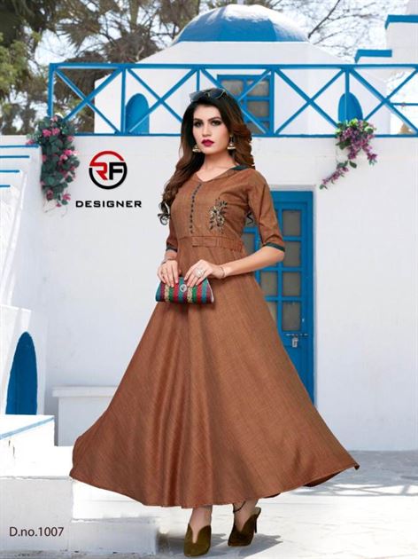 Fancy Foil Printed Gown Style Kurtis at Rs.749/Piece in surat offer by  Feshina4u