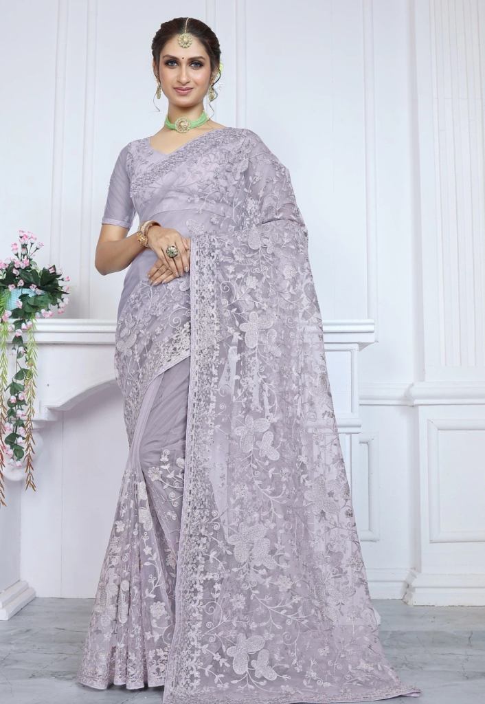 Riddhi 01  Butterfly Net Chikankari Party Wear Saree Collection 