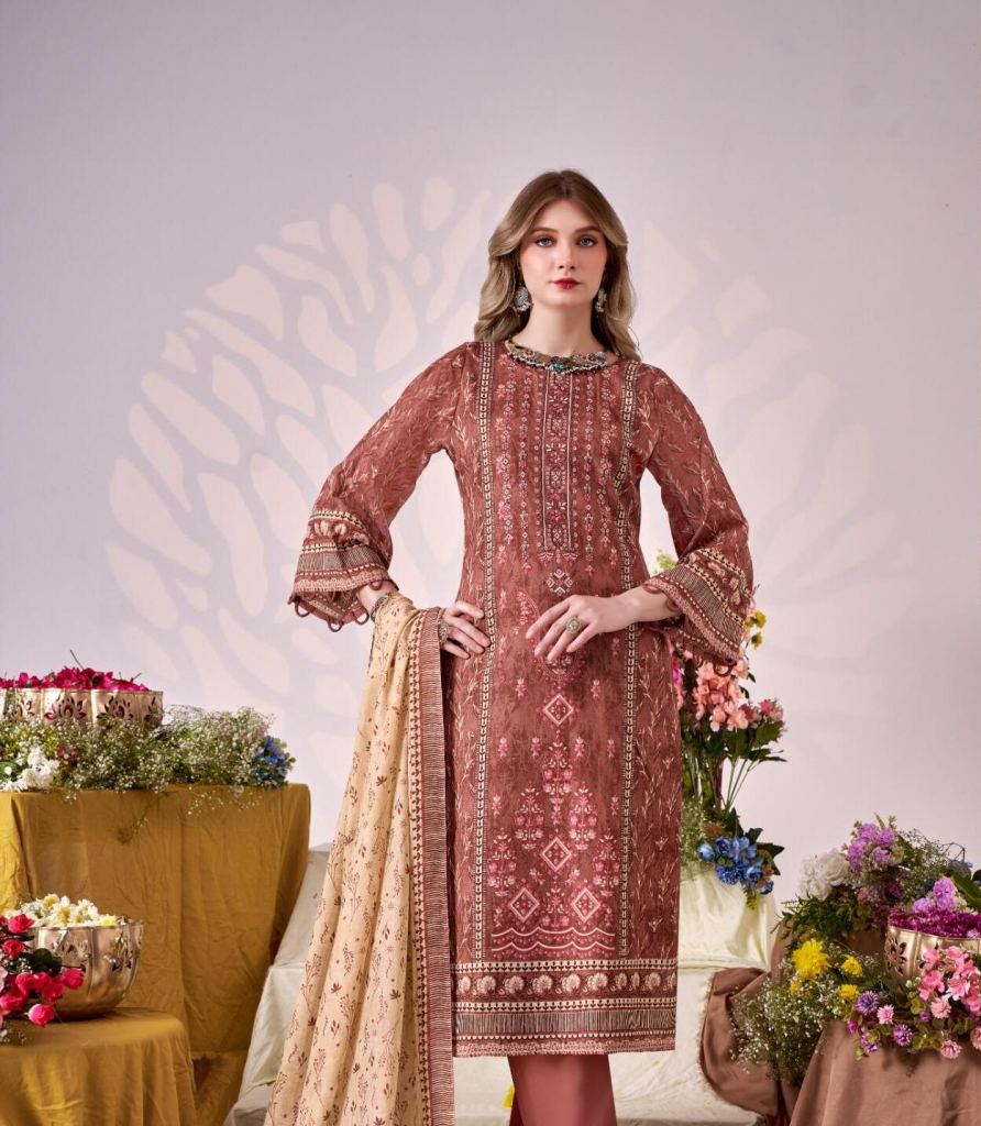Romani Bin Kareem Vol 05 Embroidered Dress Material