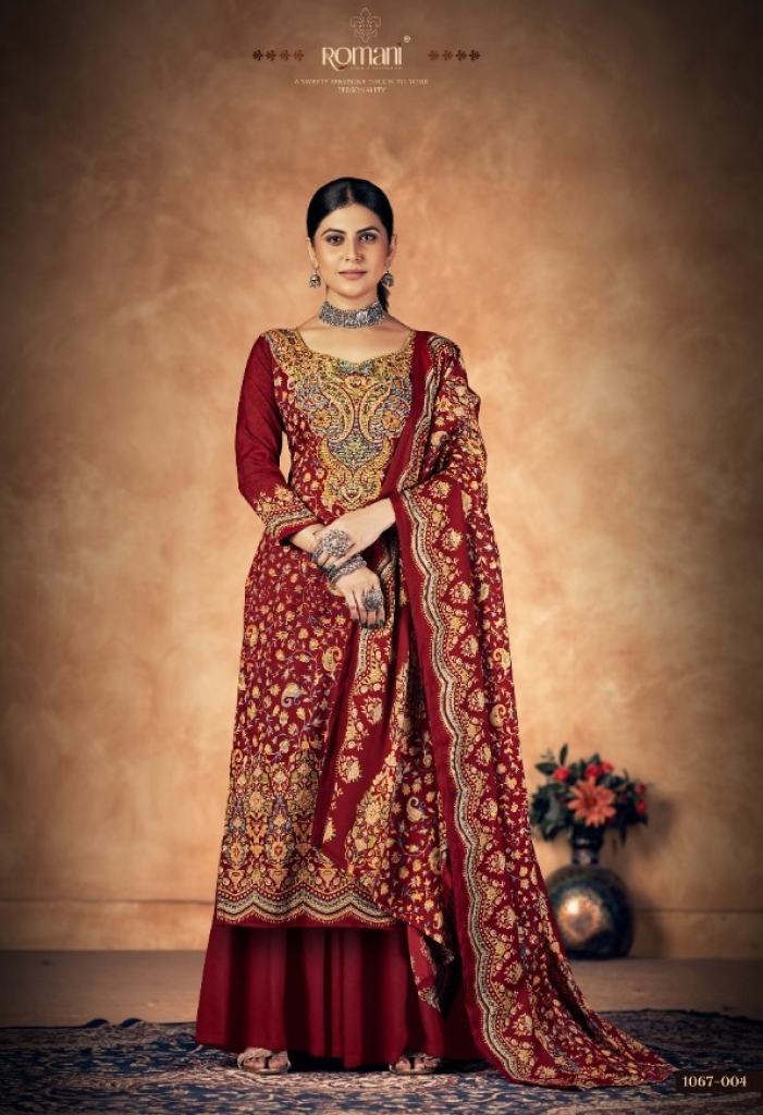 Romani Kashmiri Kali Exclusive Pashmina Dress Material 