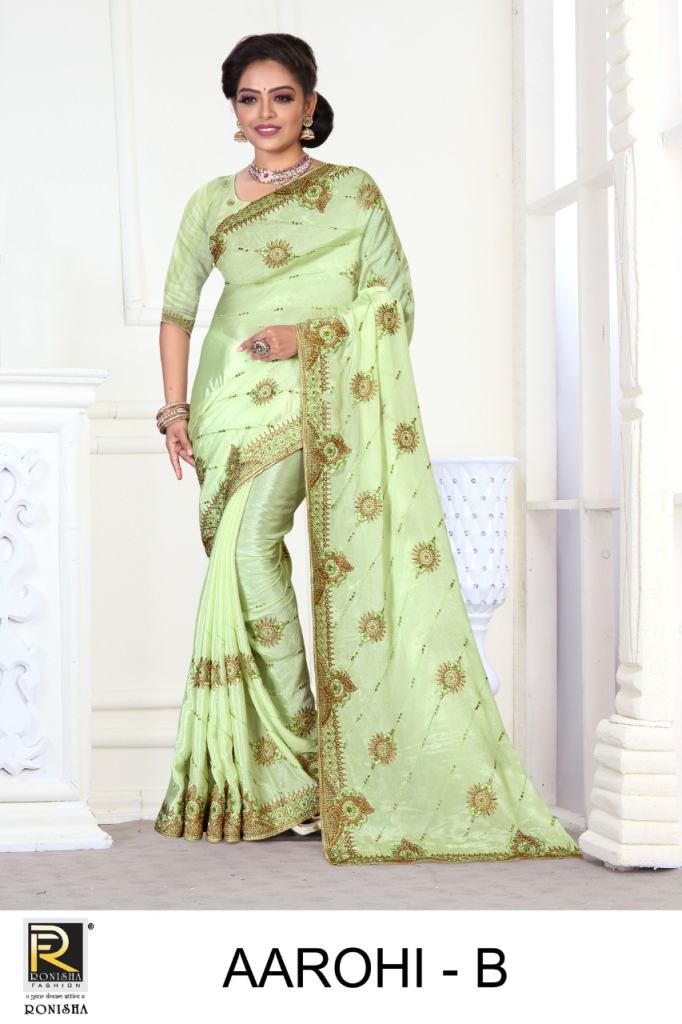 Ronisha Aarohi  Chinon Embroidery Festive Wear Saree 