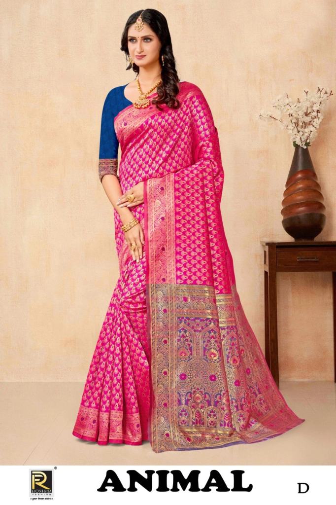 Ronisha Animal Banarasi Silk Premium Designer Sarees