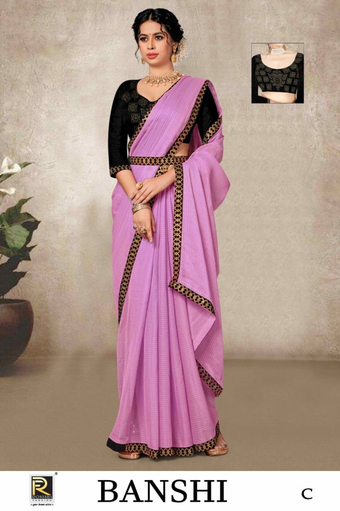 Ronisha Bansi Fancy Stylish Siroski Diamond Work Saree Collection