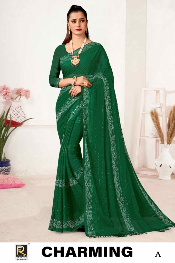 Ronisha Charming Fancy Designer Chiffon Swarovski Saree Collection