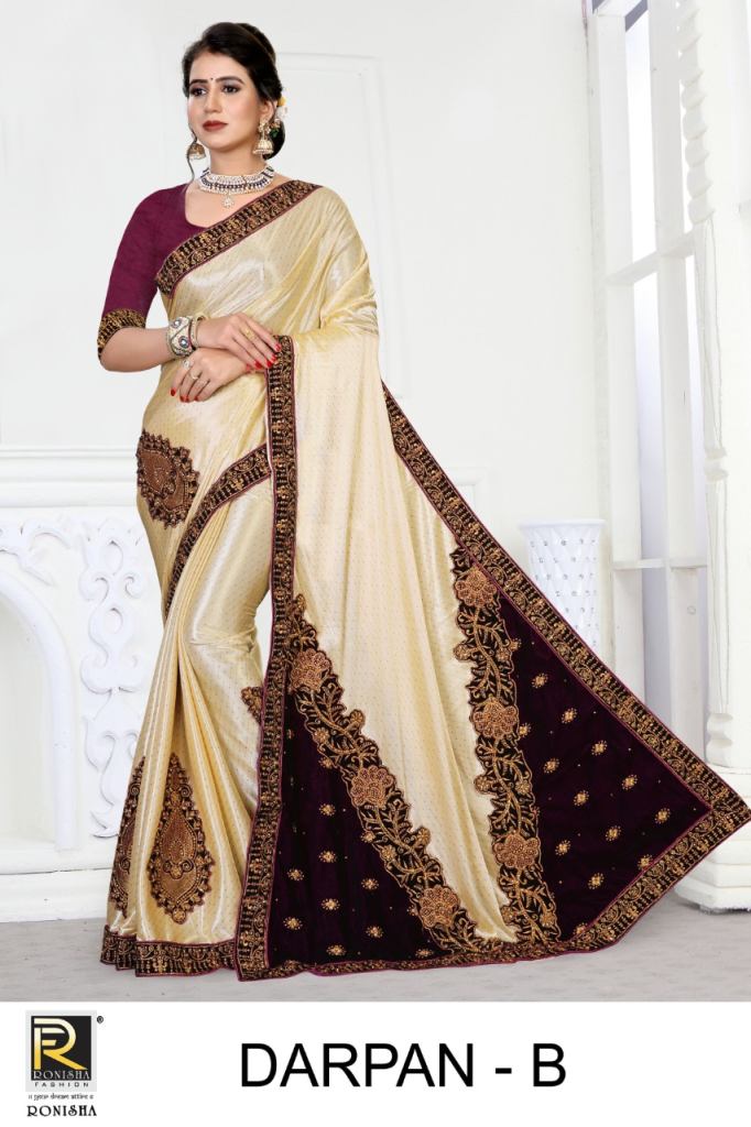 Ronisha Darpan Catalog Traditional  Wear Imported Lycra Embroidery Sarees