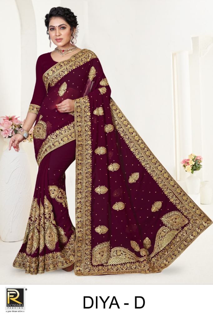 Ronisha Diya Catalog Heavy Designer Wear Georgette Sarees