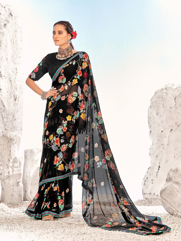 Ronisha Eman Fancy Wear Georgette Saree Collection