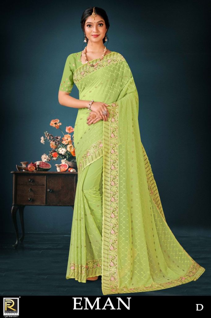 Ronisha Eman Fancy Wear Georgette Saree Collection
