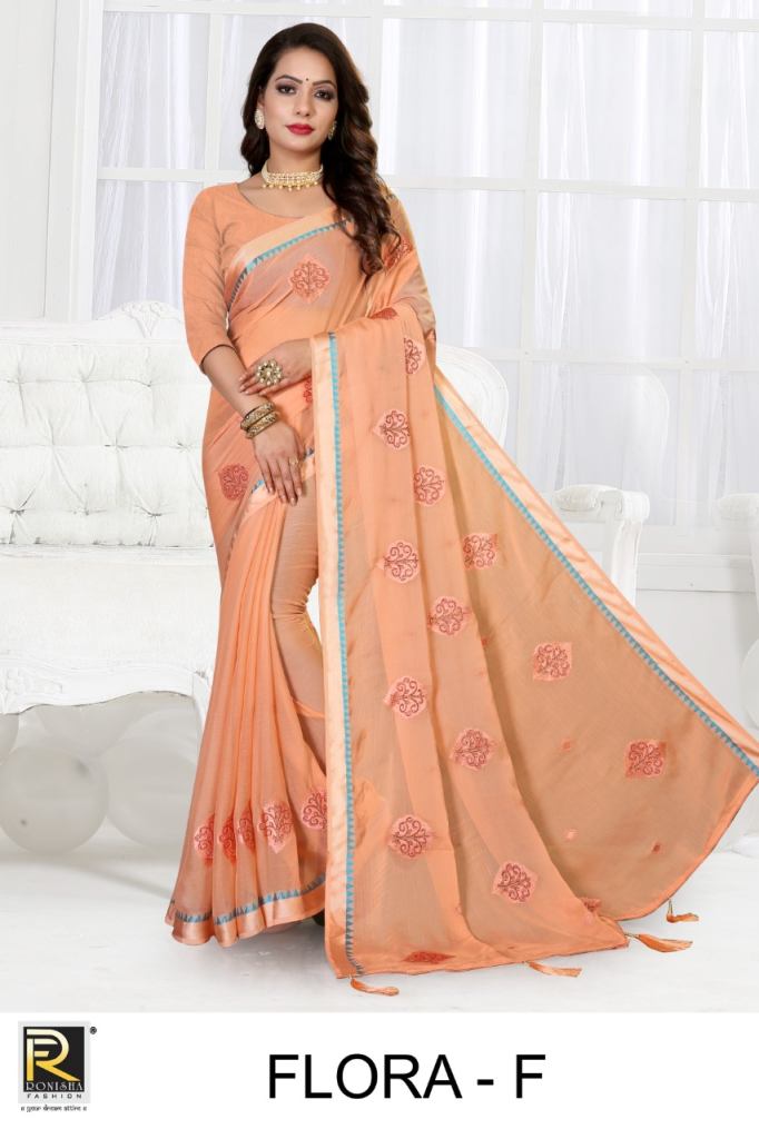 Ronisha Flora Catalog Festive Wear Chiffon Printed Sarees 