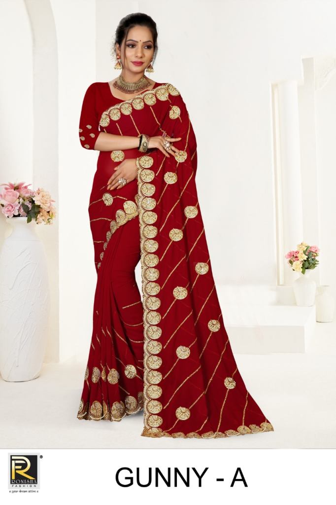 Ronisha Gunny  Georgette  Fancy work Festive Wear Saree Collection