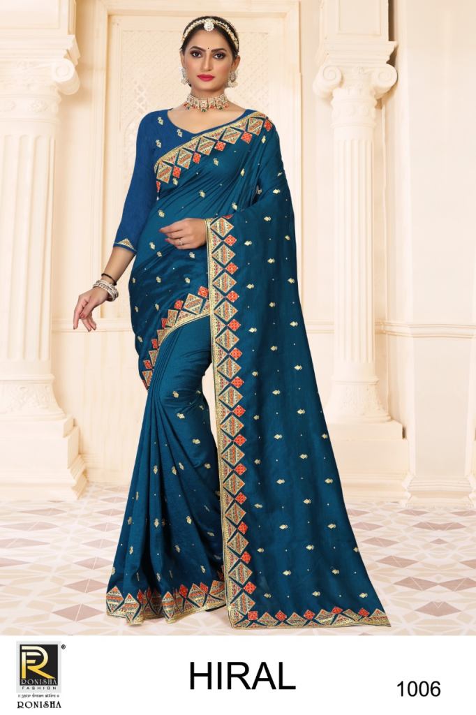 Ronisha Hiral Catalog Party Wear Vichitra Silk Embroidery Sarees