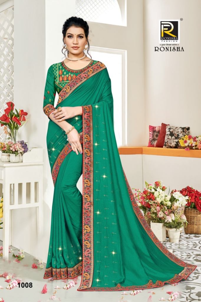 Ronisha Iconic Regular Wear Vichitra Silk Saree Wholesale 