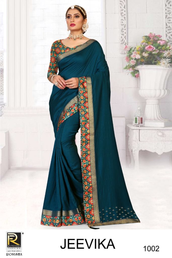 Ronisha Jeevika Catalog Regular Wear Vichitra Silk Box Pallu Sarees