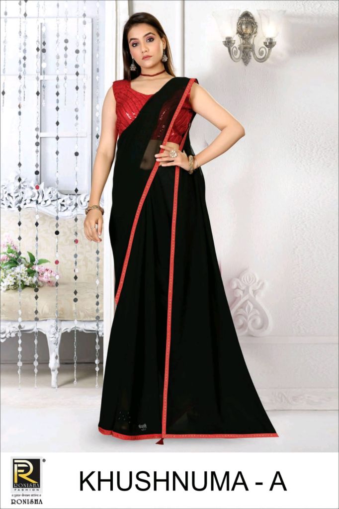 Ronisha Khushnuma Fancy plain Georgette Saree Collection