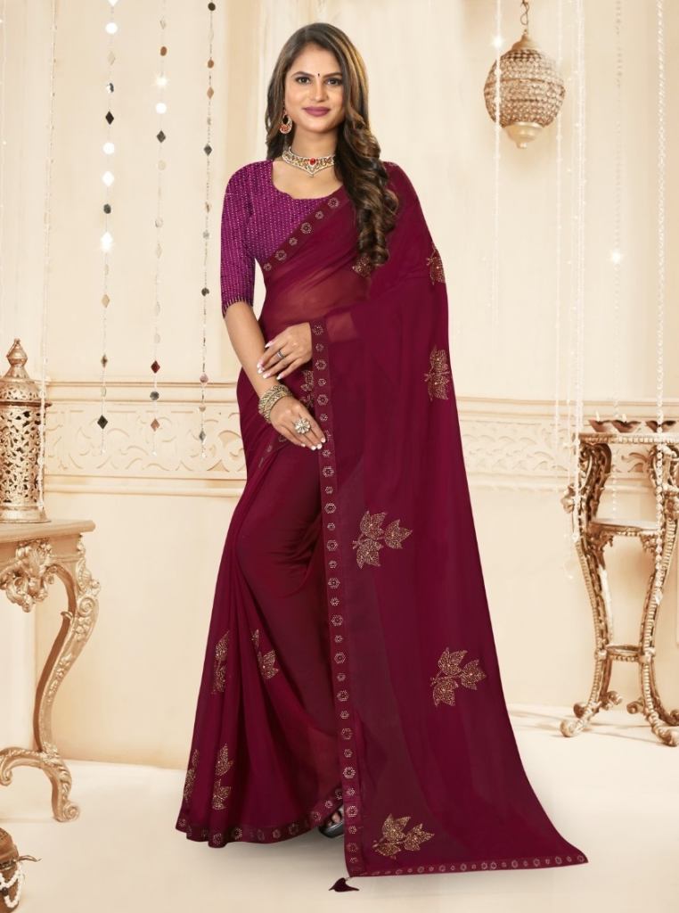 Ronisha Luxury Party Wear Chiffon Swarovski Work Saree Collection