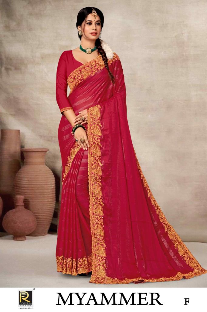 Ronisha Myammer Fancy Wear Silk Embroidery Saree Collection
